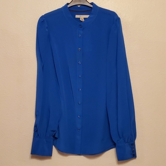 Boden Blouson Sleeve Silk Shirt- cyan NWT - Picture 7 of 12